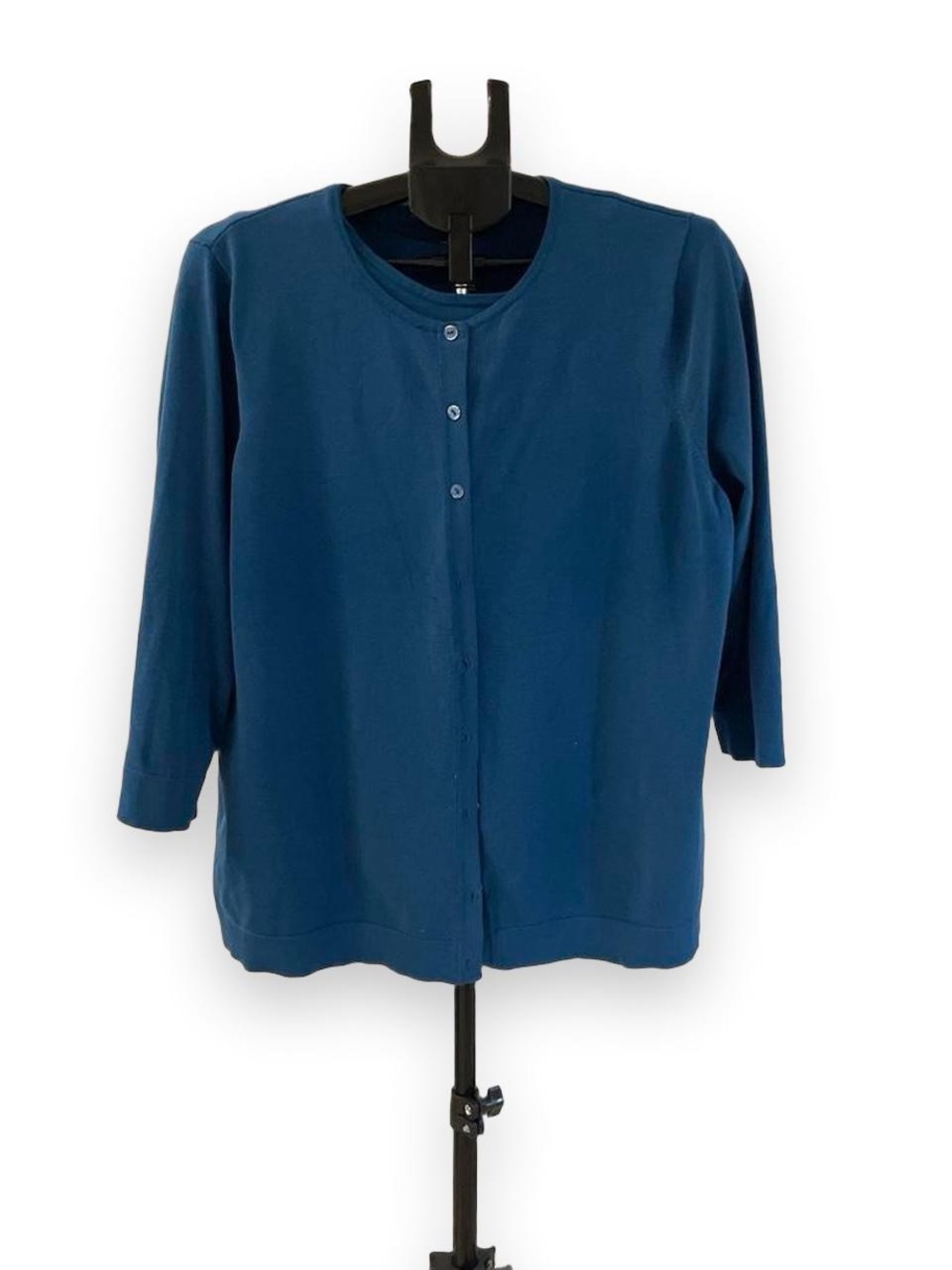 august silk Deep Blue Button-Front Women's Top